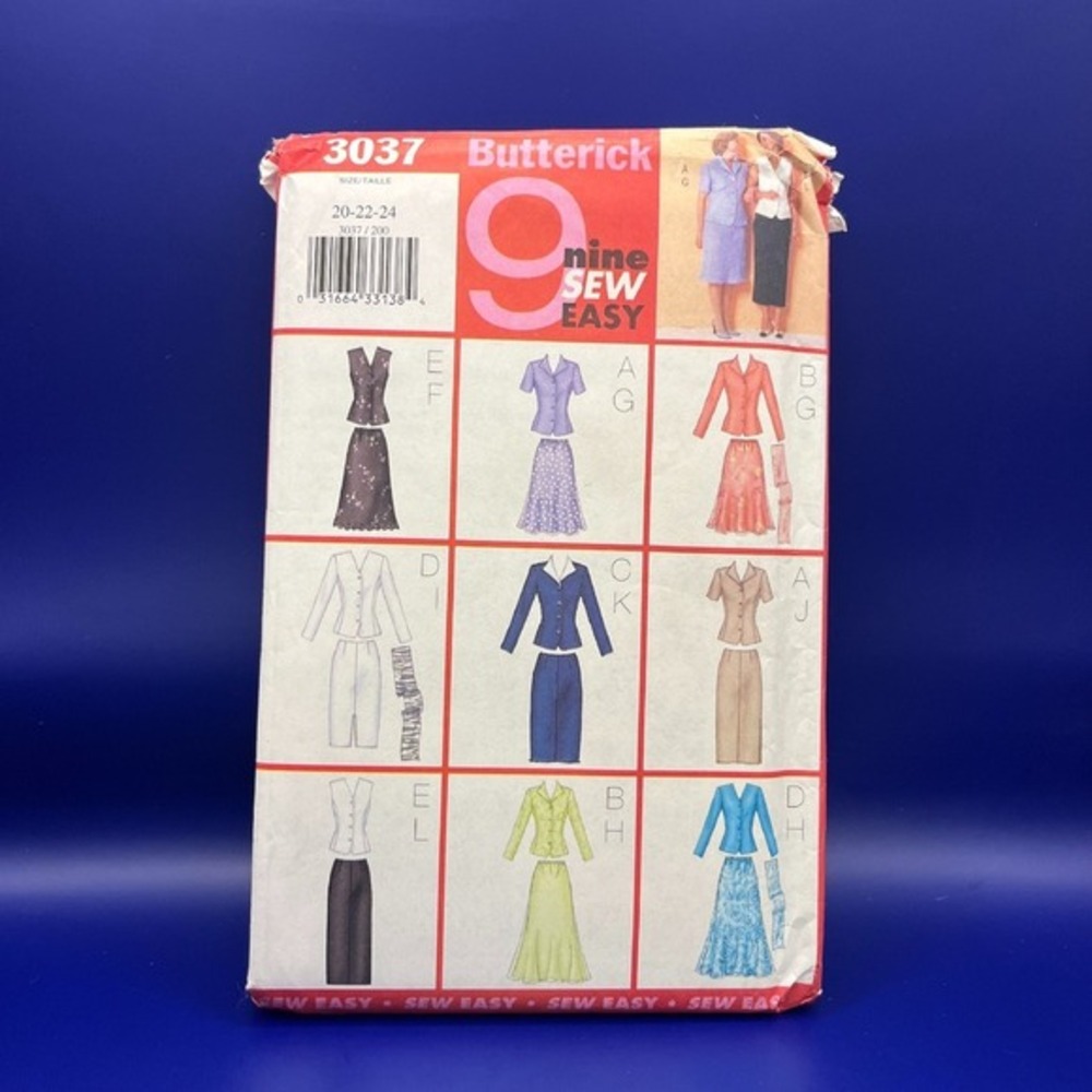 3037 Butterick Sewing Pattern Misses Petite Top Skirt‎ Fitted Lined Size 8 to 24